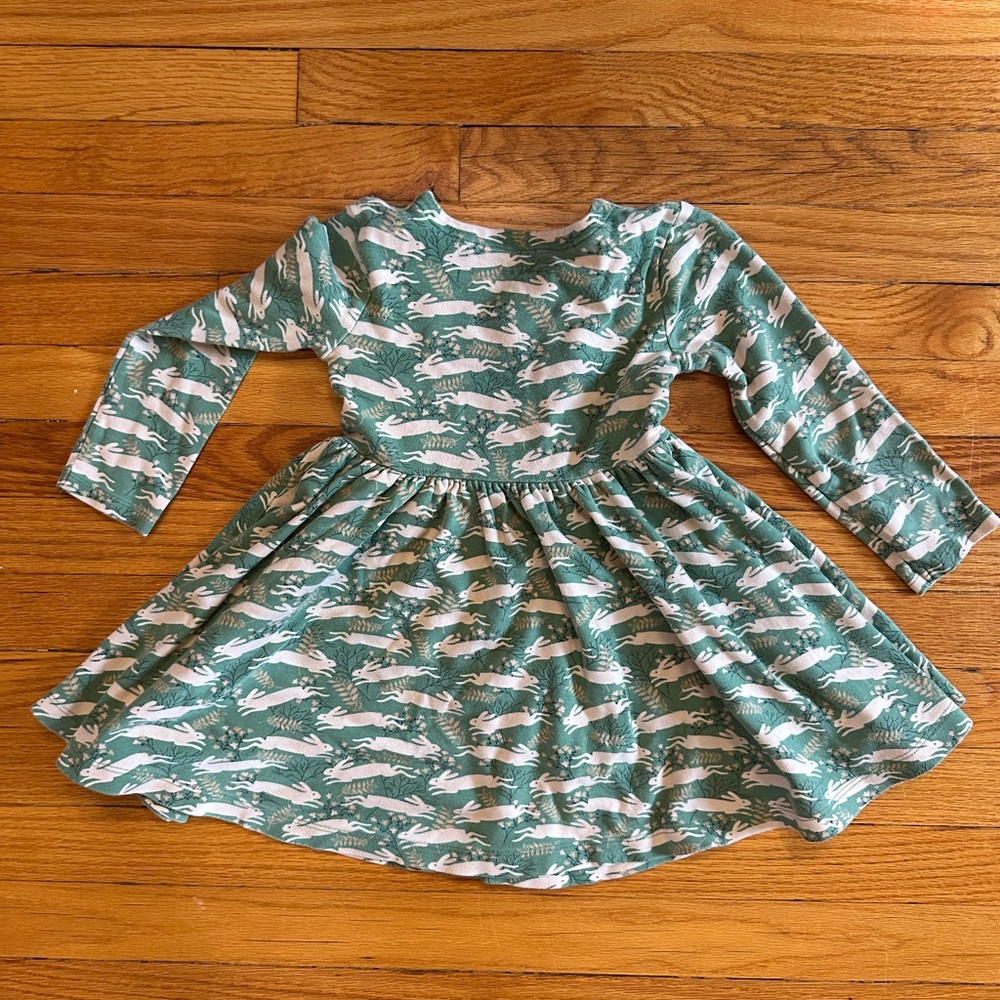 Boden Green Bunny Print Twirl Dress